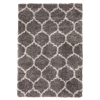 Tapis à poils longs Trellis gris foncé