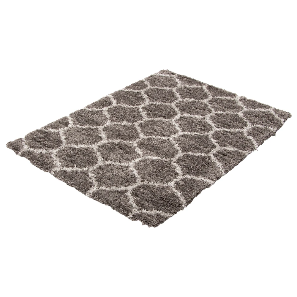 Tapis à poils longs Trellis gris foncé