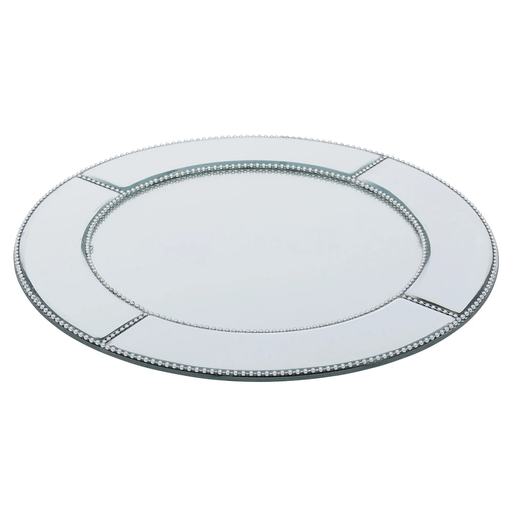 Elegance Beaded Mirror Charger Plate 13