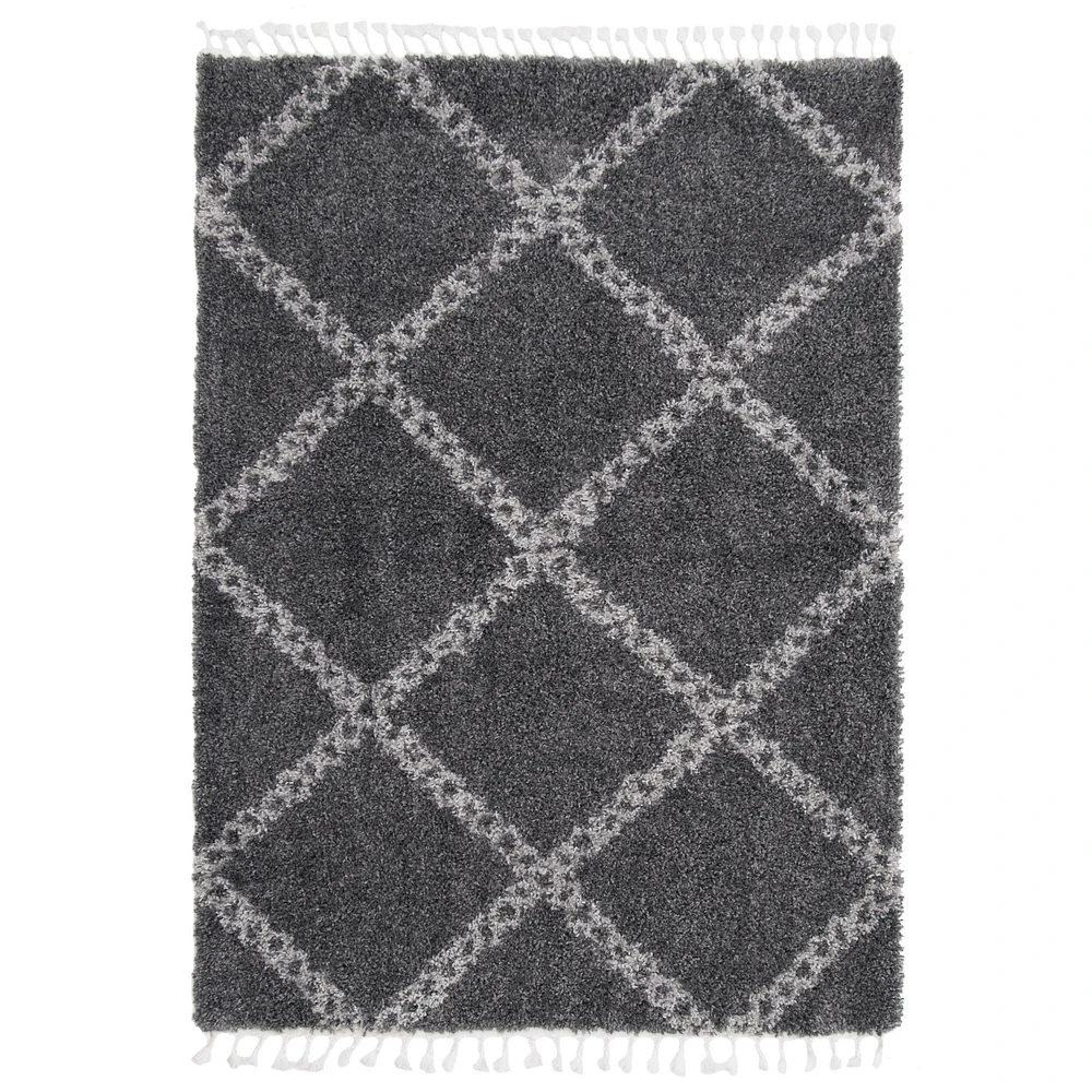 Tapis à poils longs Selene Stark gris foncé