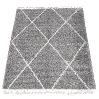 Tapis à poils longs Selene Losange gris clair