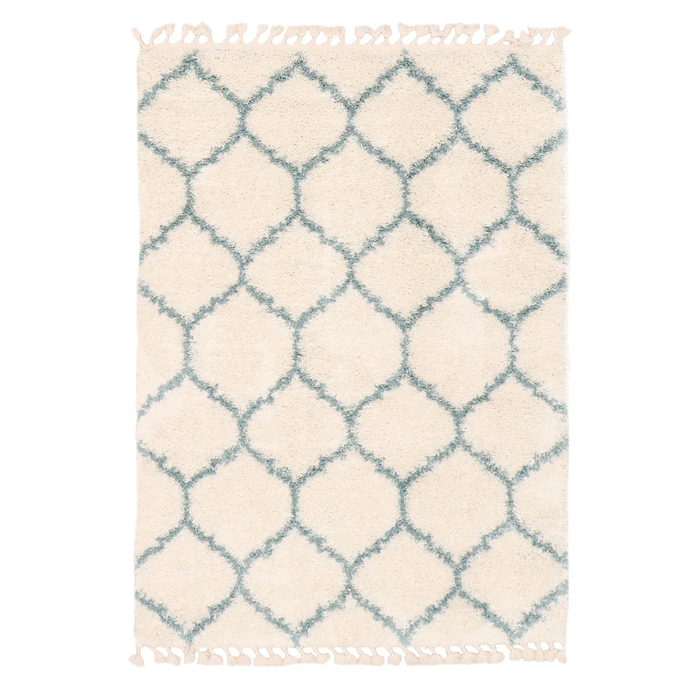 Tapis à poils longs Selene Trellis crème