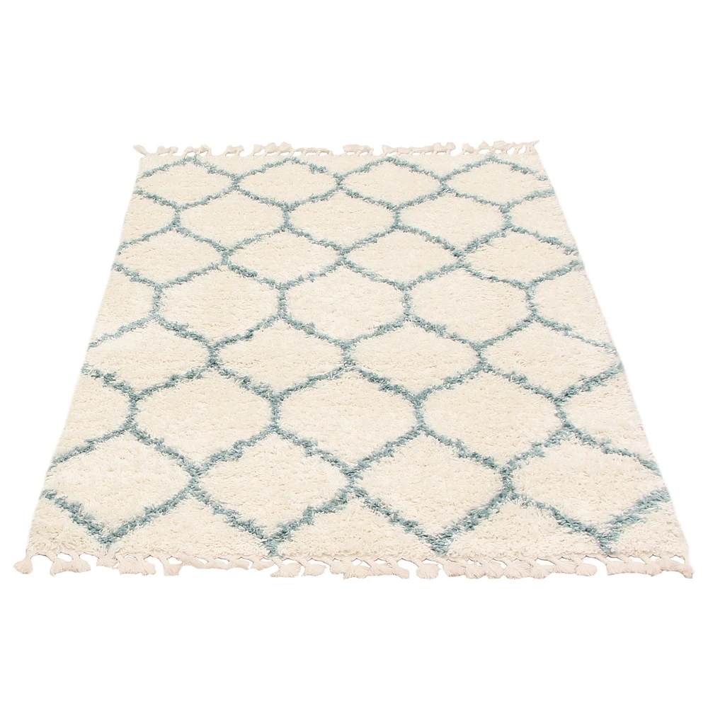 Tapis à poils longs Selene Trellis crème