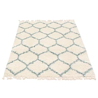 Tapis à poils longs Selene Trellis crème