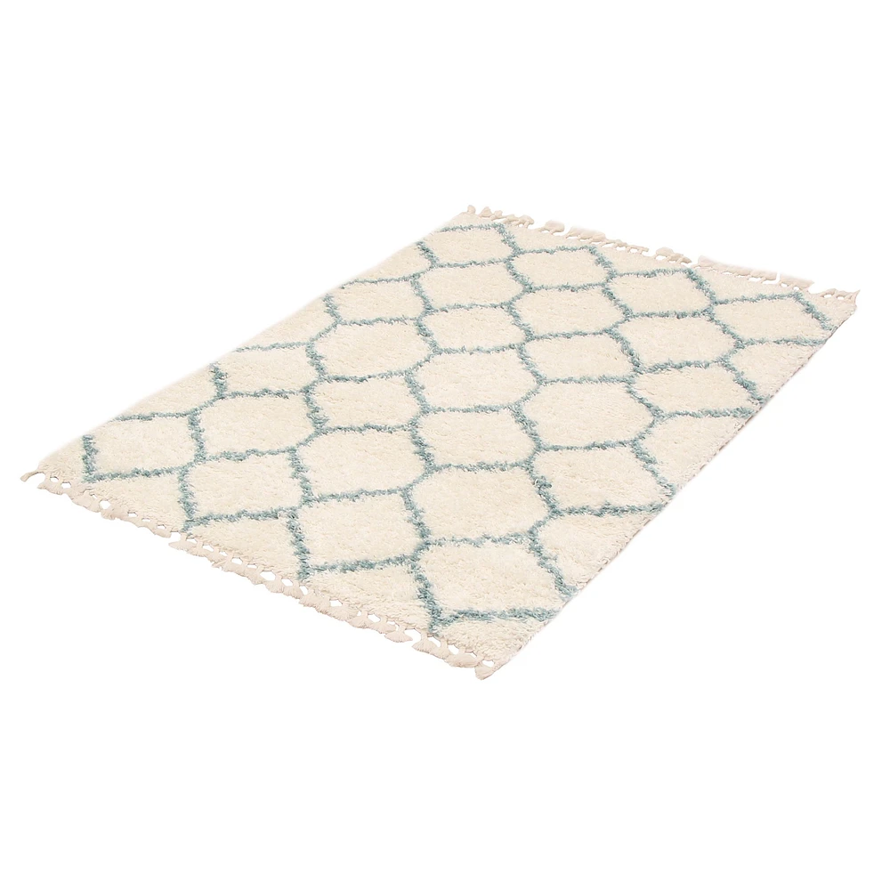 Tapis à poils longs Selene Trellis crème