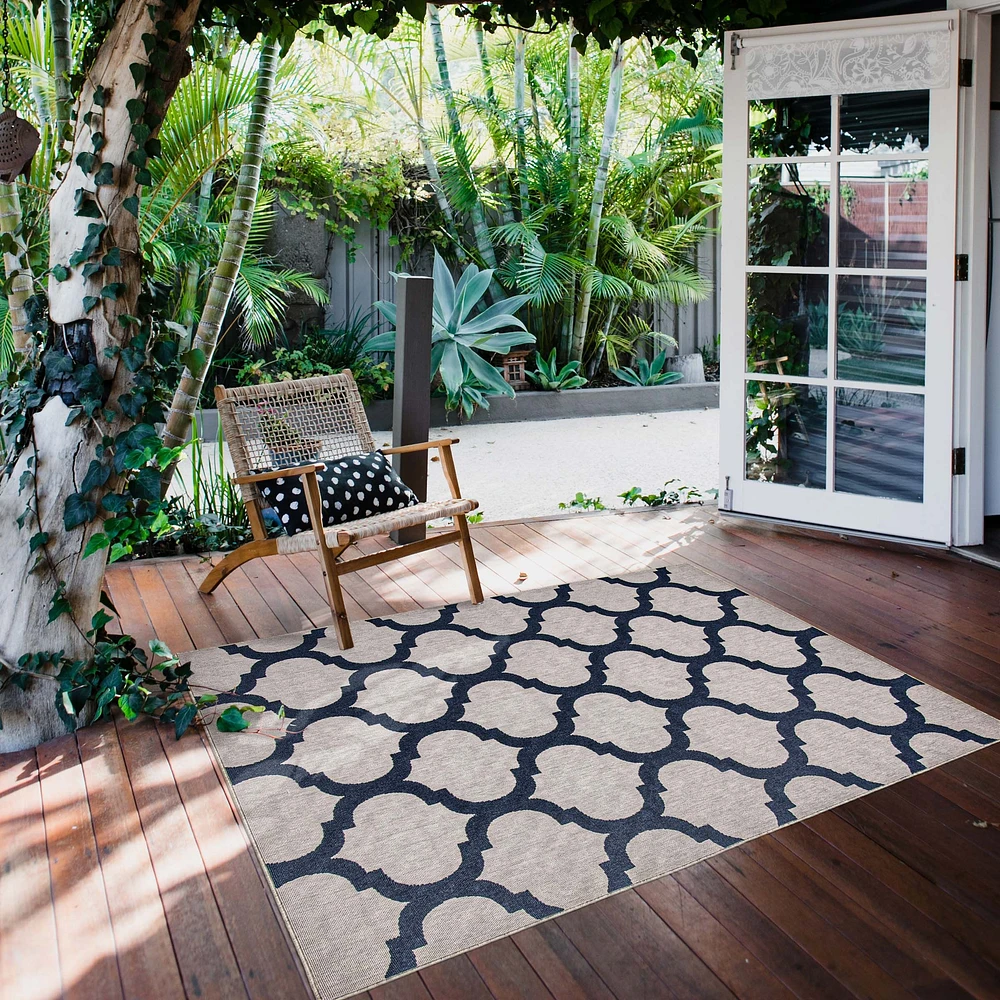 Corfu Indoor/Outdoor Grey, Navy Rug