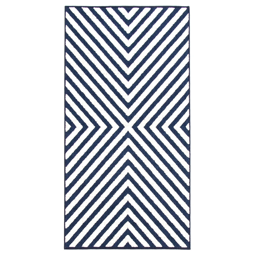 Santorini Indoor/Outdoor Blue, Ivory Rug