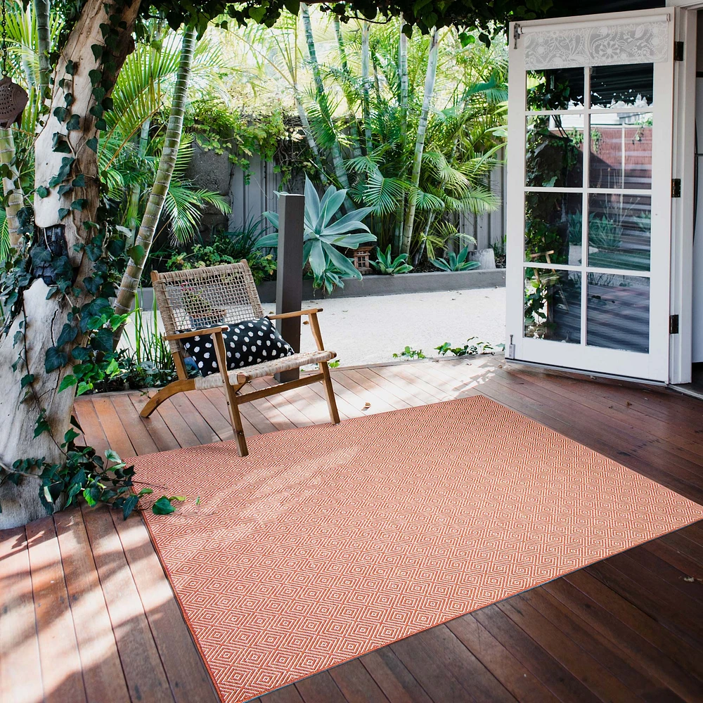 Gardenia Diamond Indoor/ Outdoor Coral Rug