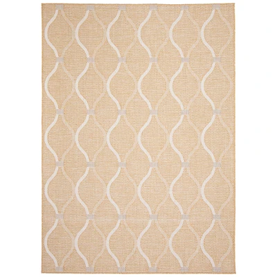 Gardenia Abstract Indoor/ Outdoor Gold Rug 6'7" x 9'6