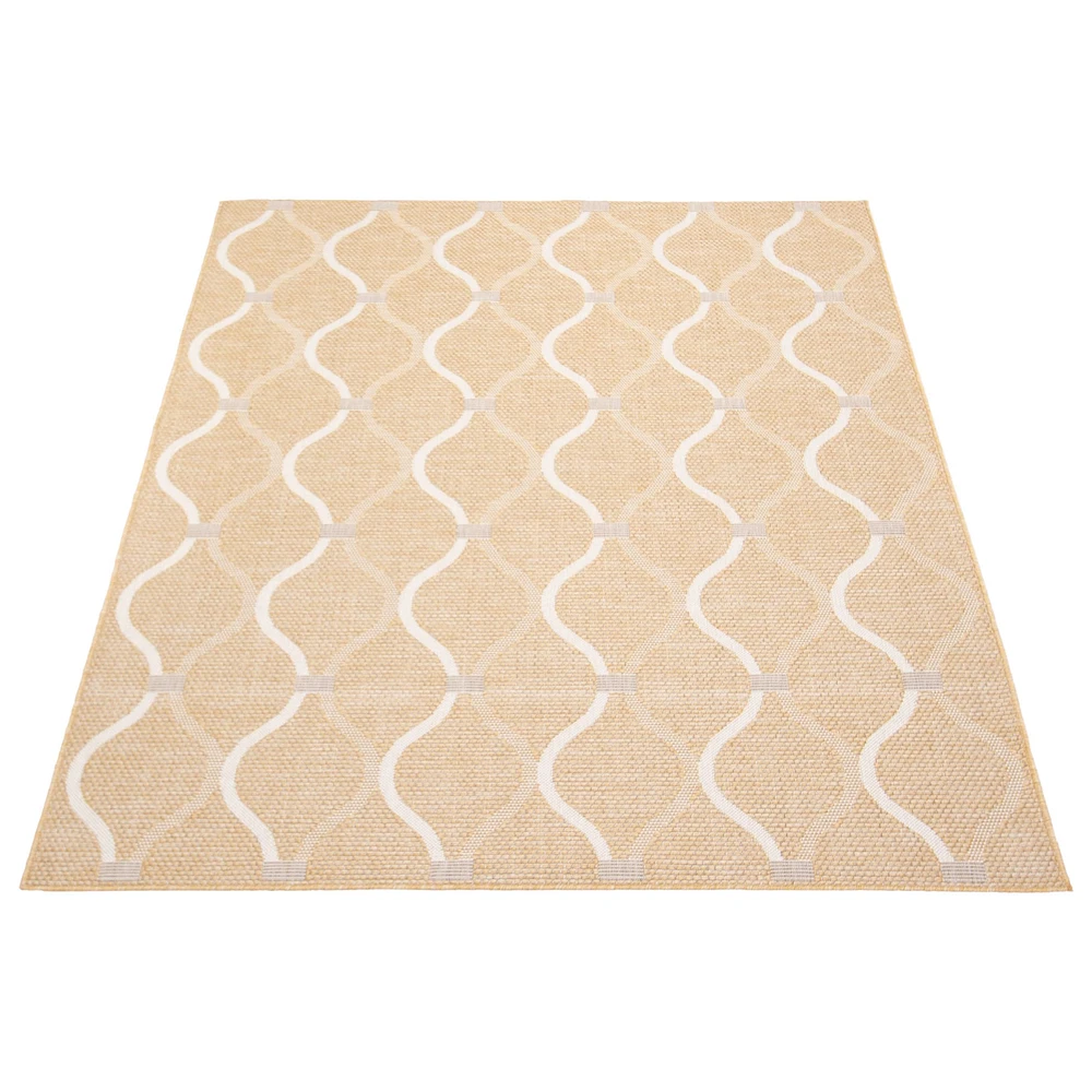 Gardenia Abstract Indoor/ Outdoor Gold Rug 6'7" x 9'6