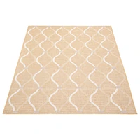 Gardenia Abstract Indoor/ Outdoor Gold Rug 6'7" x 9'6