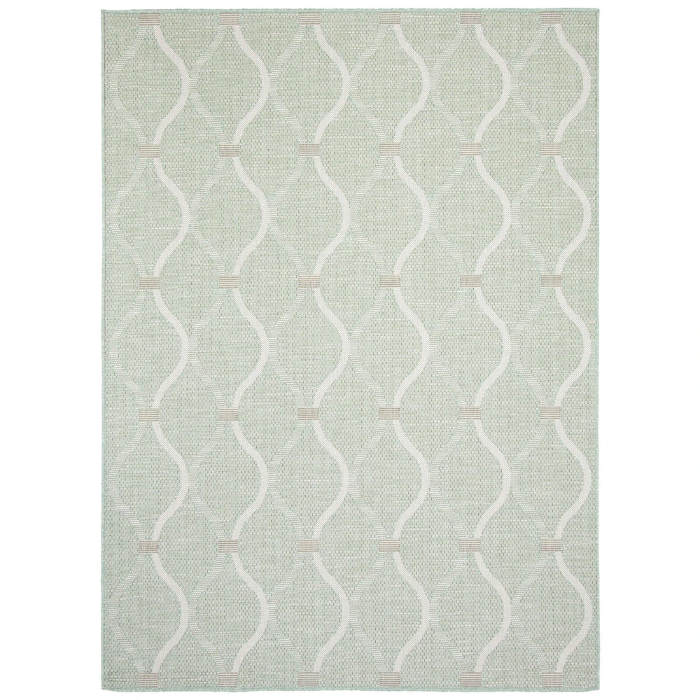 Gardenia Abstract Indoor/ Outdoor Mint Rug