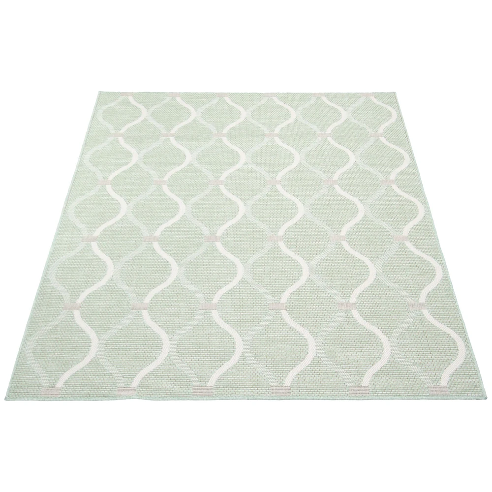 Gardenia Abstract Indoor/ Outdoor Mint Rug