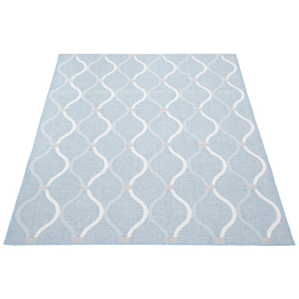 Gardenia Abstract Indoor/ Outdoor Light Blue Rug