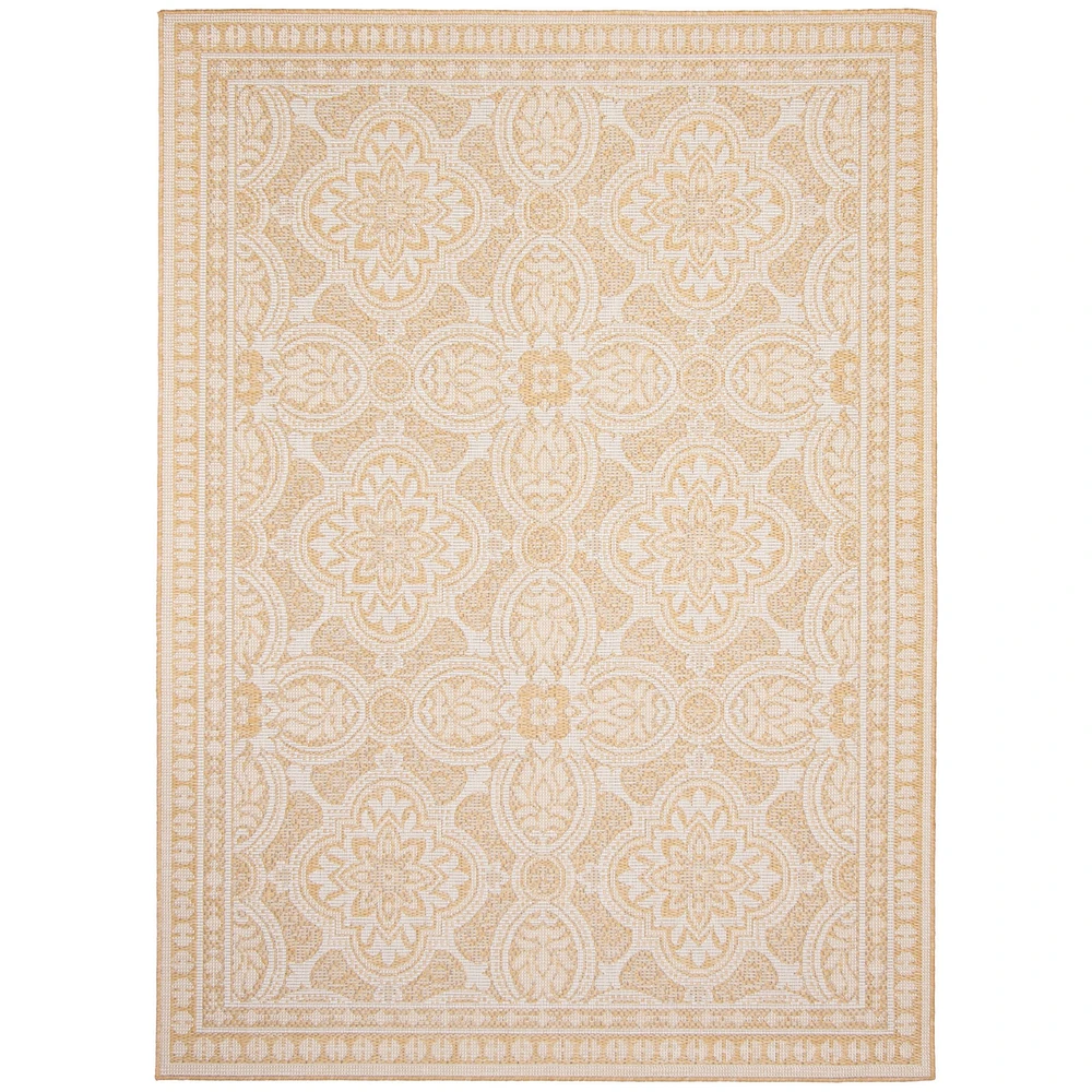 Gardenia Traditional Indoor/ Outdoor Gold Rug