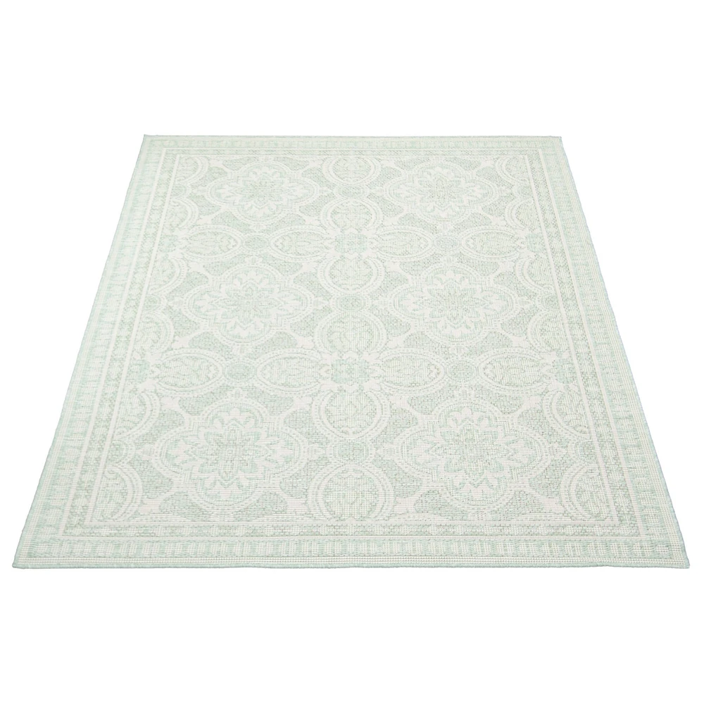 Gardenia Traditional Indoor/ Outdoor Mint Rug