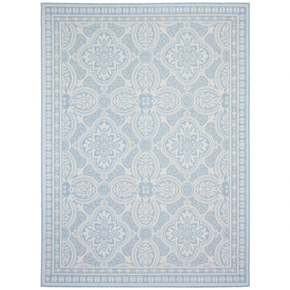 Gardenia Traditional Indoor/ Outdoor Light Blue Rug