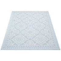 Gardenia Traditional Indoor/ Outdoor Light Blue Rug