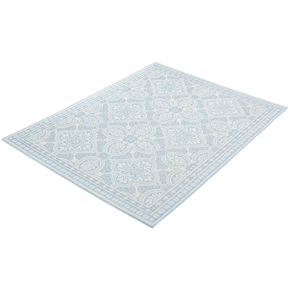 Gardenia Traditional Indoor/ Outdoor Light Blue Rug