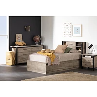 Munich Twin Bookcase Headboard in Weathered Oak and Matte Black by South Shore Furniture