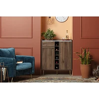 Hype Buffet with Wine Storage Natural Walnut and Faux Marble by South Shore Furniture