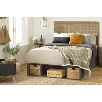 Avilla Queen Platform Bed with Wicker Baskets in Oak by South Shore Furniture