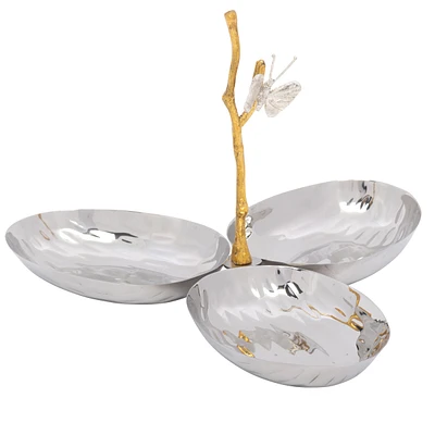 Elegance Gold Dragonfly Triple Dish