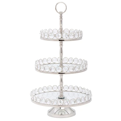 Elegance 3-Tier Glass Stand with Detachable Crystal Border