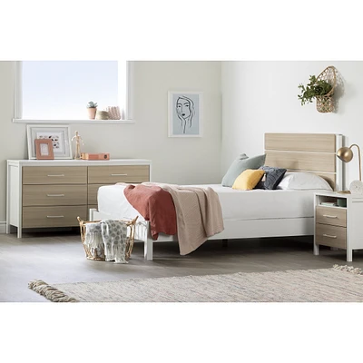 Tête de lit double Munich blanc et orme par South Shore Furniture