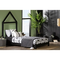 Sweedi Twin Solid Wood Bed with Headboard in Matte Black by South Shore Furniture