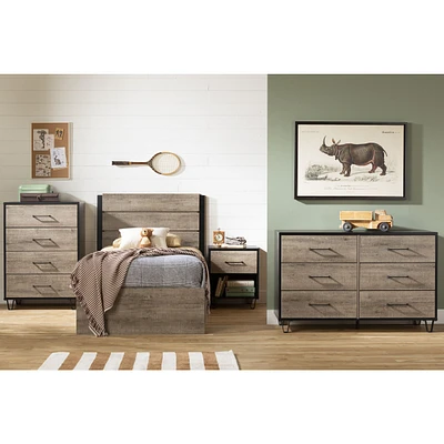 Arlen 4-Drawer Chest in Weathered Oak and Matte Black by South Shore Furniture