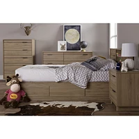 Fynn Storage Bed and Bookcase Headboard Set in Rustic Oak by South Shore Furniture