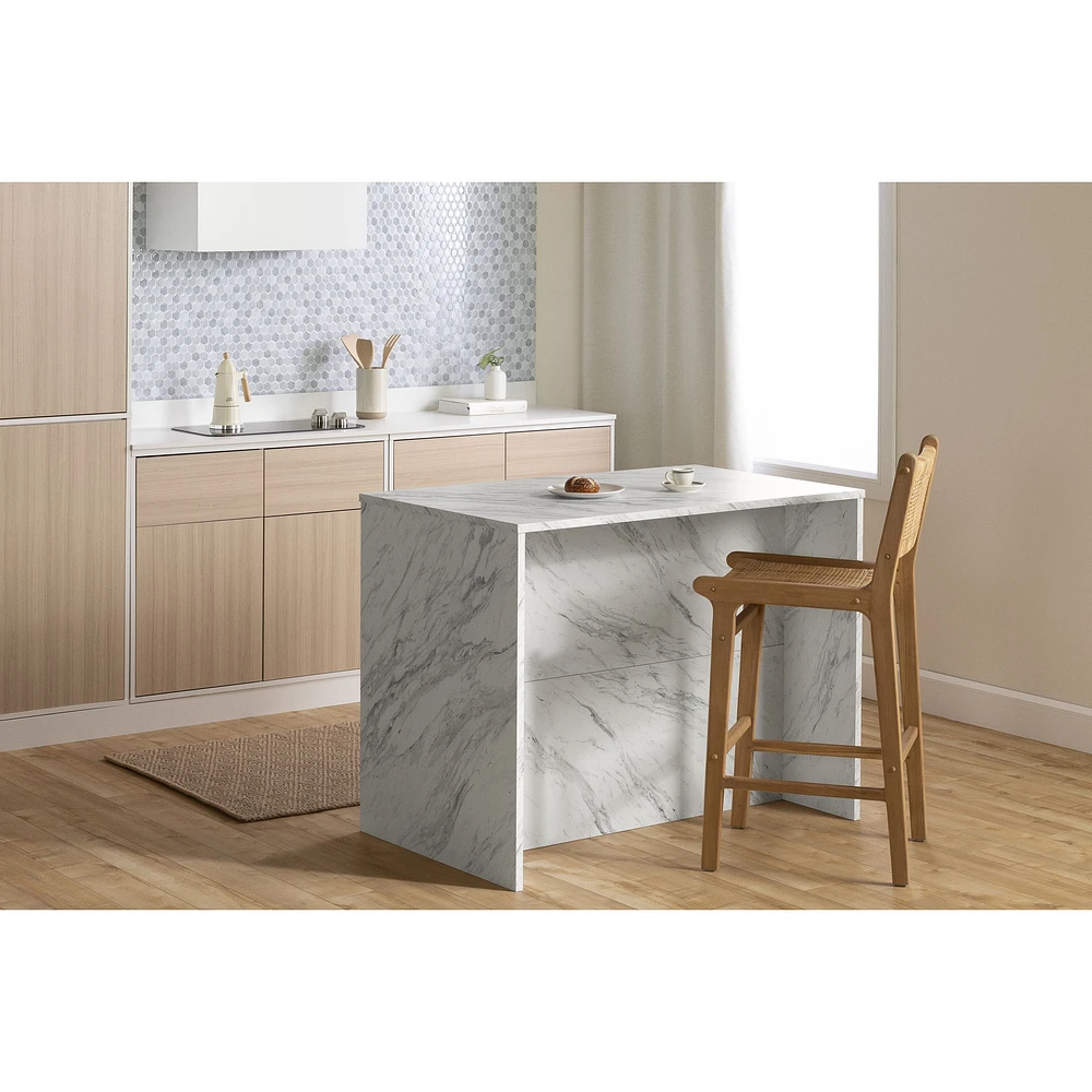 Myro Kitchen Island with Storage Faux White Marble by South Shore Furniture