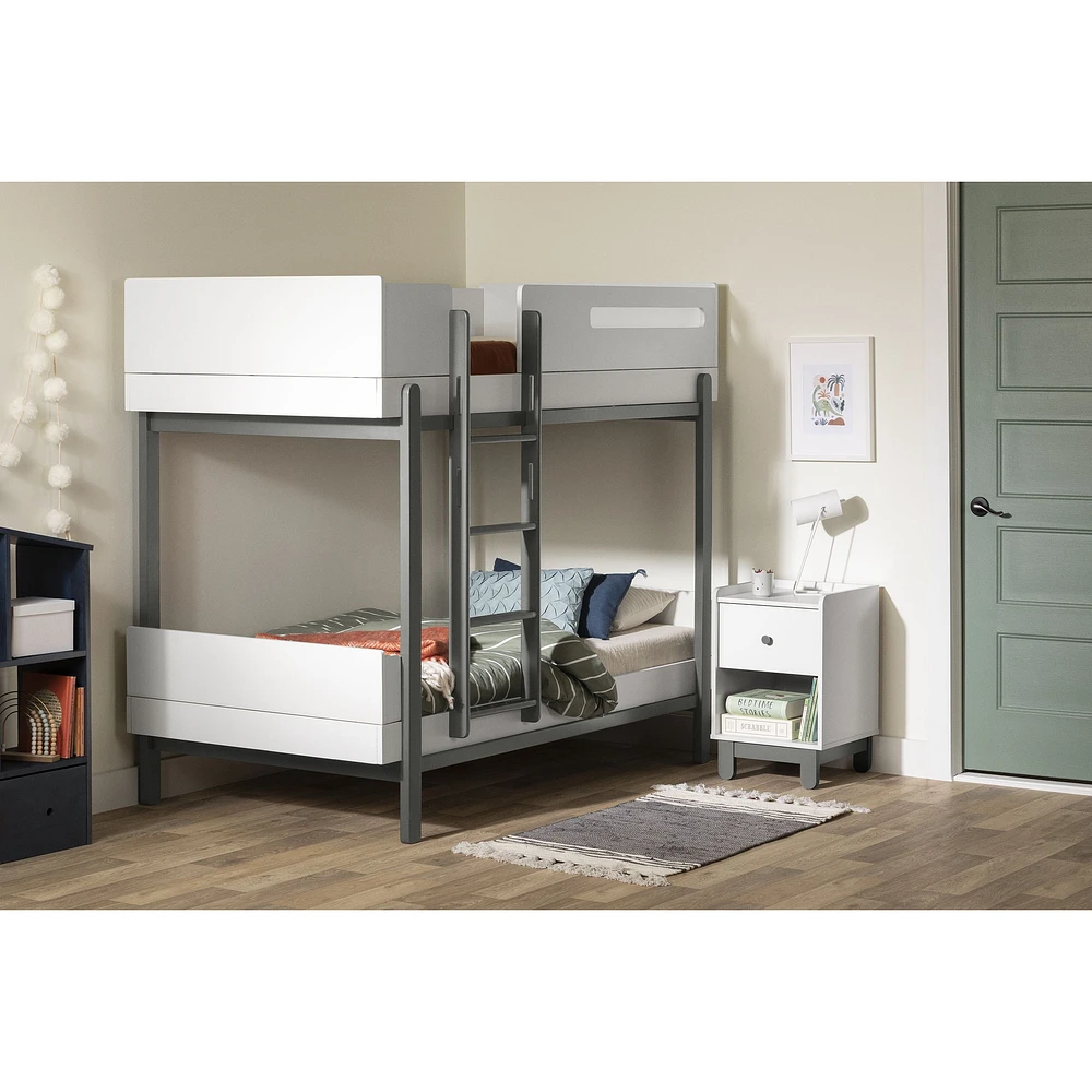 Bebble Twin Bunk Bed Soft Grey and White by South Shore Furniture