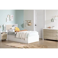 Munich Twin Bookcase Headboard in White and Soft Elm by South Shore Furniture