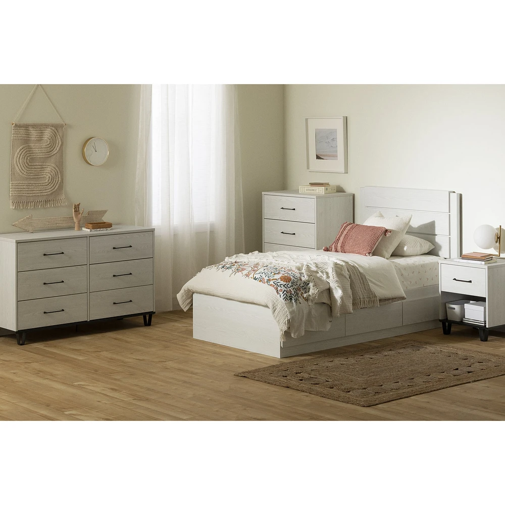 South Shore Furniture Arlen 4-Drawer Chest - White Pine and Black Matte