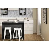 Myro Kitchen Island with Storage Faux Black Stone and White by South Shore Furniture