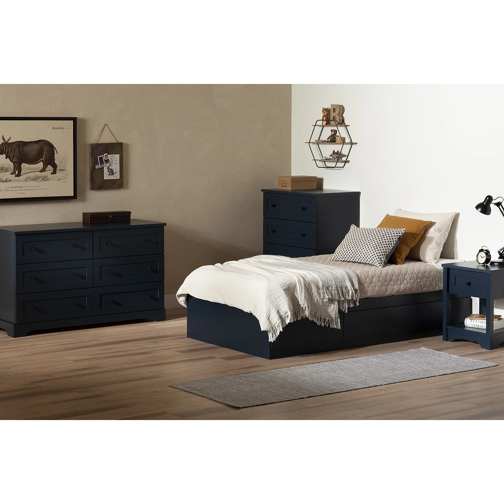 South Shore Furniture Hazen Nightstand - Navy Blue