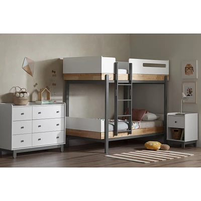 Lit jumeau superposé Bebble en bois naturel et gris par South Shore Furniture