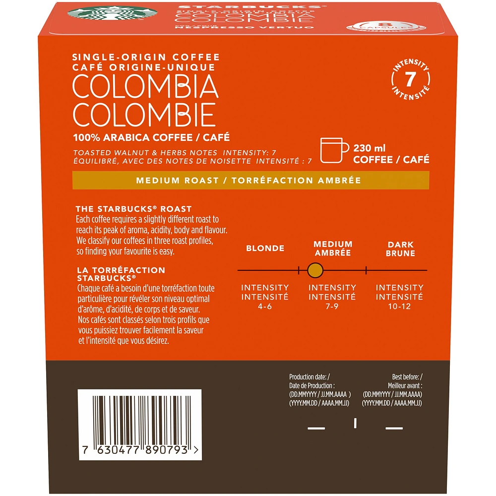 Capsules Starbucks® Café d'origine unique Colombie pour Nespresso® Vertuo