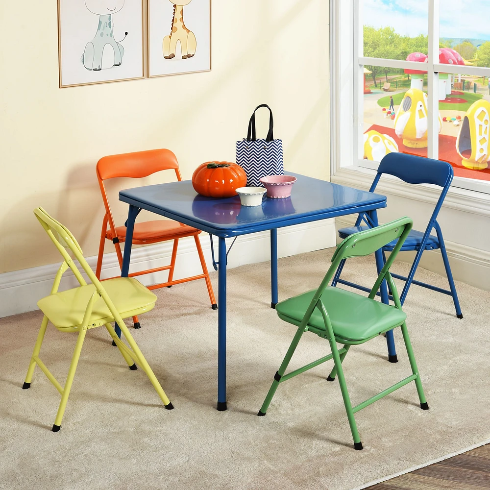 Kids Folding Table and Chairs, Set of 5 – Multicolour