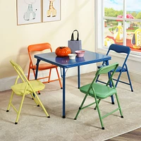 Kids Folding Table and Chairs, Set of 5 – Multicolour