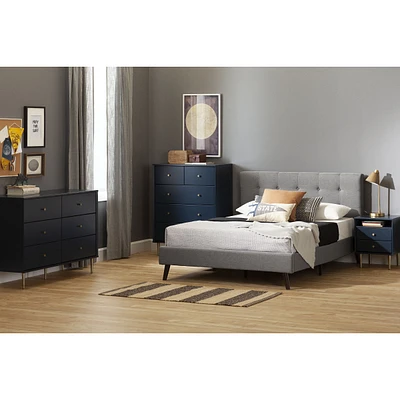 Dylane Full Upholstered Platform Bed and Headboard in Soft Grey by South Shore Furniture