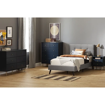 Dylane Twin Upholstered Platform Bed and Headboard by South Shore Furniture - Soft Grey