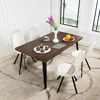 5-Piece Dining Set Brown Dining Table with Swivel Beige Dining Chairs by Maison Classique