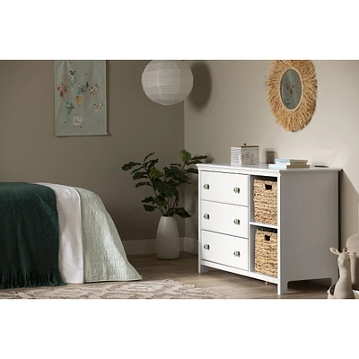 Balka 3-Drawer Dresser with Baskets Pure White by South Shore Furniture