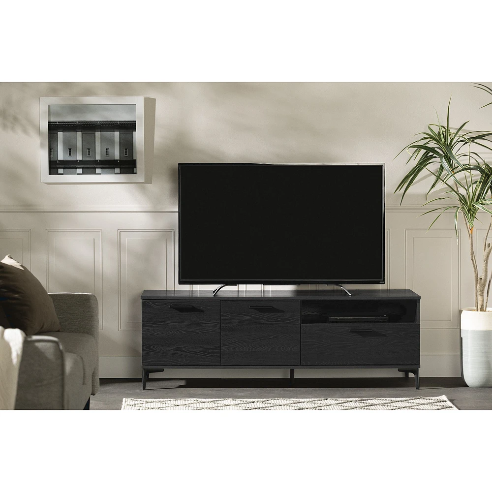 South Shore Furniture Musano TV Stand with Doors and Drawer - Black Oak