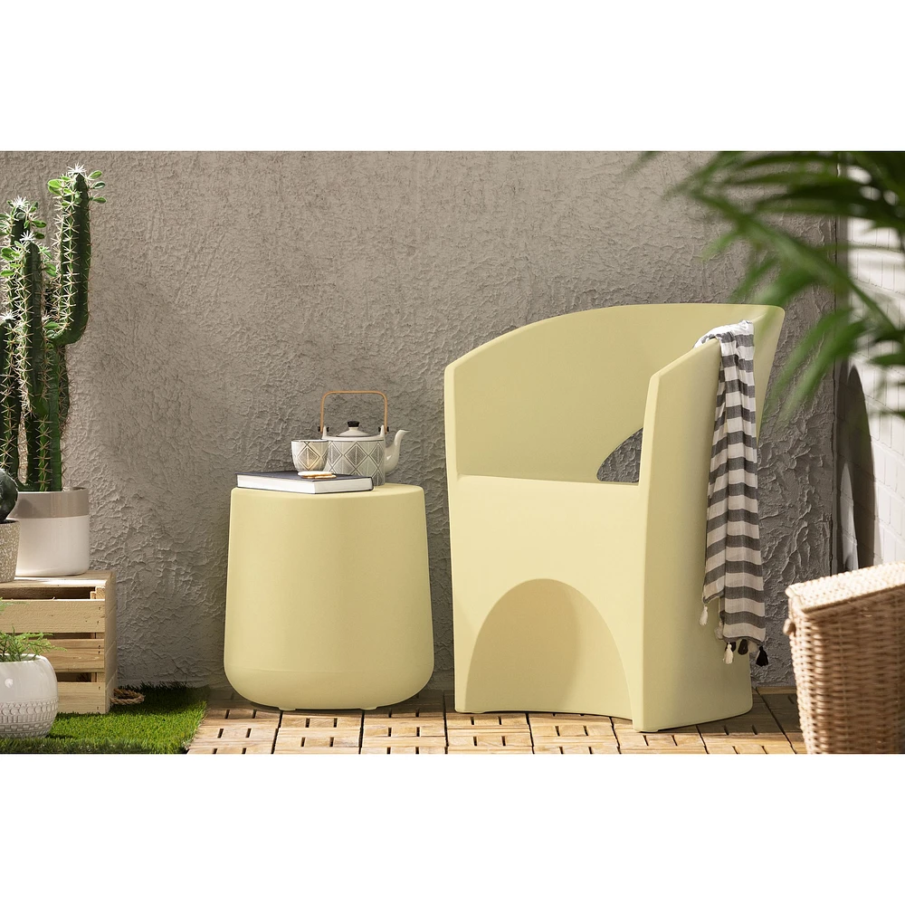 Dalya Round Outdoor Side Table Light Yellow by South Shore Furniture