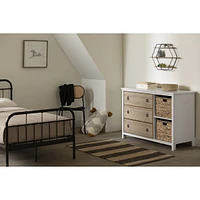 Cotton Candy 3-Drawer Dresser in Pure White and Rustic Oak by South Shore Furniture