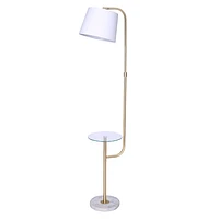 Lampe de plancher « Windsor » avec plateau - or / marbre